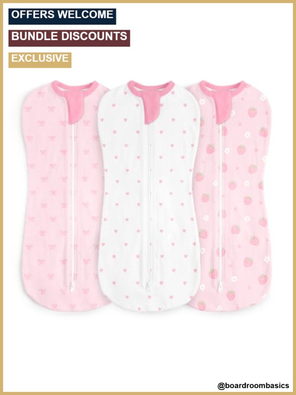 Baby Swaddle 0-2 Months Cotton Zipper Sleep Sack Wearable Blanket 3 Pack